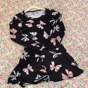 Black and Pink Bow Kids Casual Dress